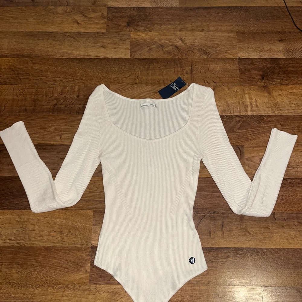 Hollister White Ribbed Bodysuit